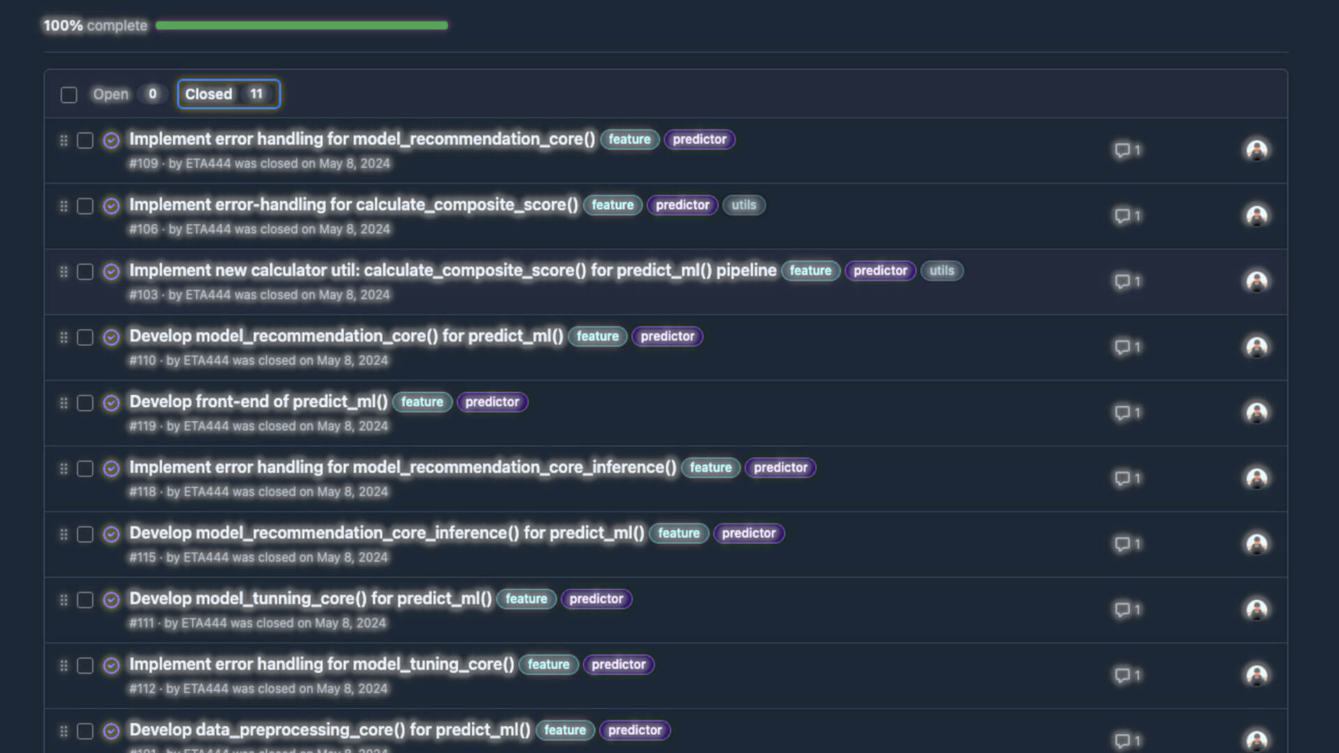 DataSafari GitHub issue showing solution description with implementation notes and closing commit reference